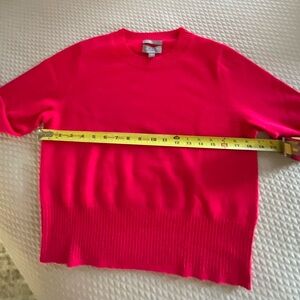 J. Crew Cashmere Cropped Crew Neck Sweater - Bright Pinky Red